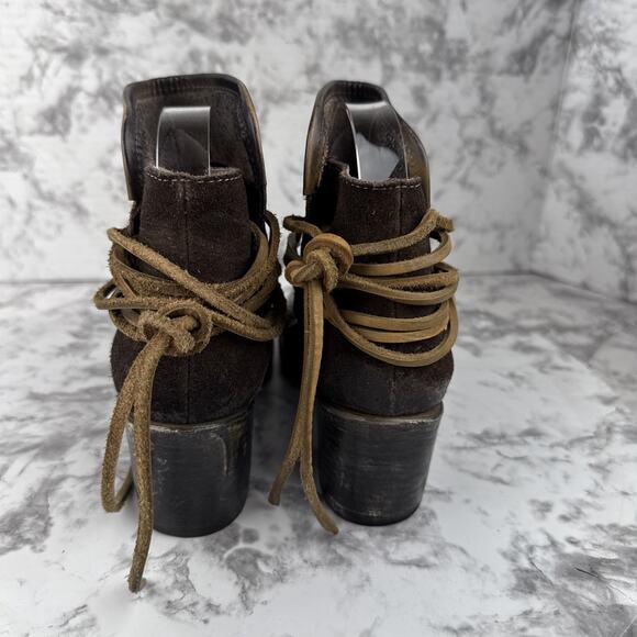 Freebird Steven Casey Heel Ankle Boot Size 7 Cognac Brown Leather Western Boho - Picture 4 of 9